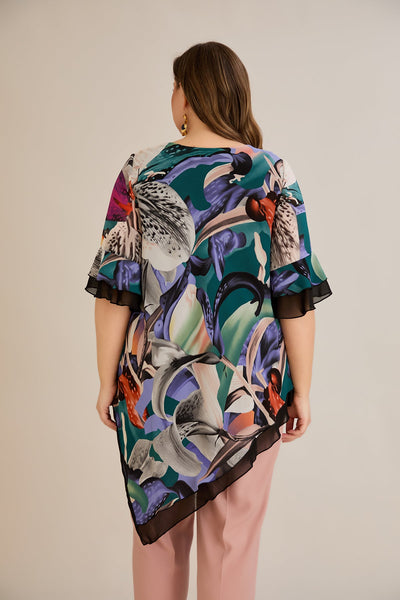 Tunica marime mare din sifon - flori