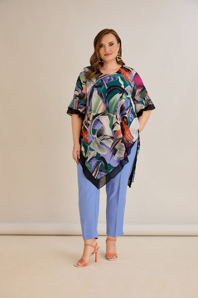 Tunica marime mare din sifon - flori