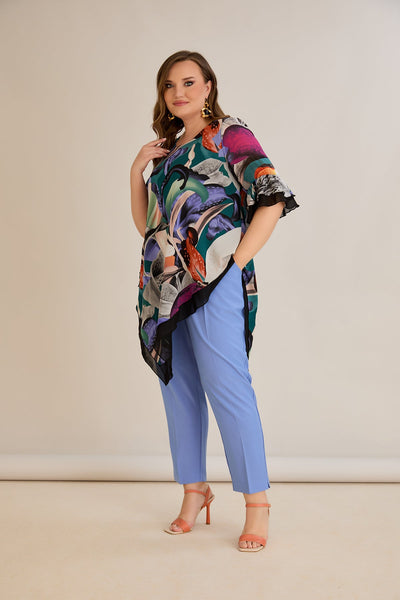 Tunica marime mare din sifon - flori