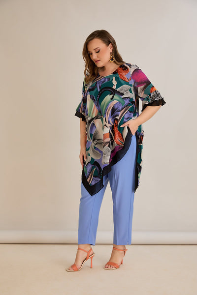 Tunica marime mare din sifon - flori