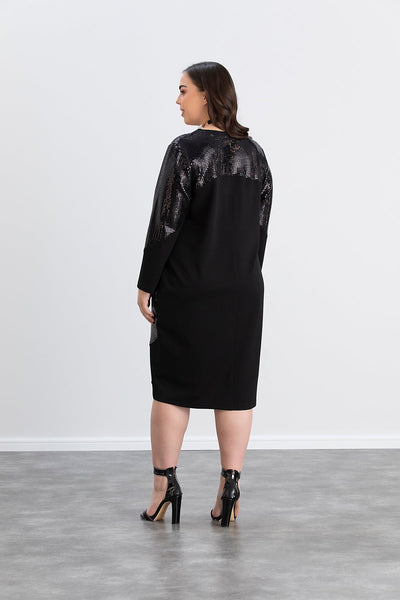 Rochie de petrecere marime mare cu paiete si spate tricotat