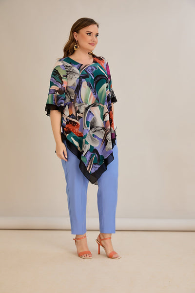 Tunica marime mare din sifon - flori