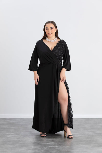 Rochie lunga marime mare atractiva cu decor modern - extra marimi mari