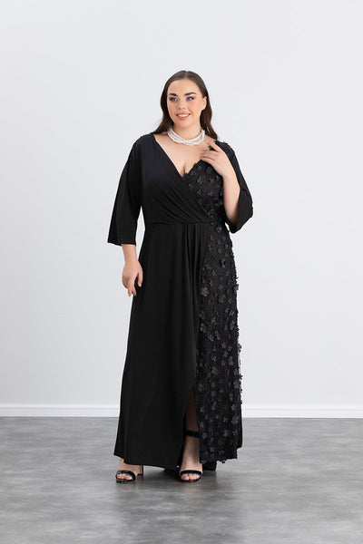 Rochie lunga marime mare atractiva cu decor modern - extra marimi mari