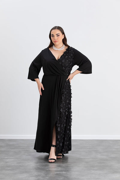 Rochie lunga marime mare atractiva cu decor modern - extra marimi mari