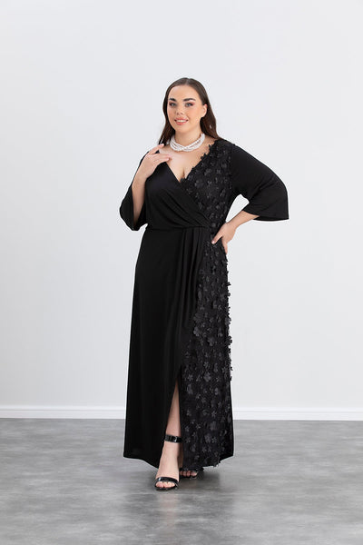 Rochie lunga marime mare atractiva cu decor modern - extra marimi mari