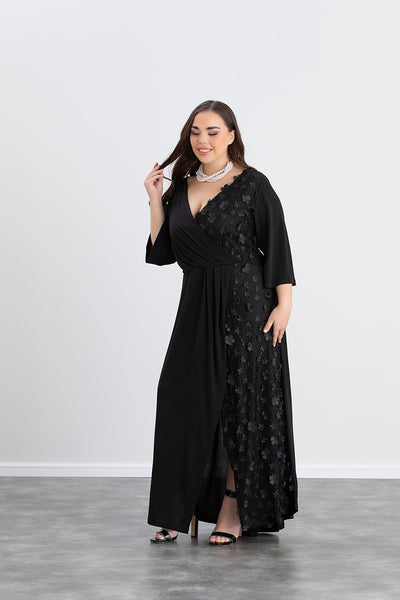 Rochie lunga marime mare atractiva cu decor modern - extra marimi mari