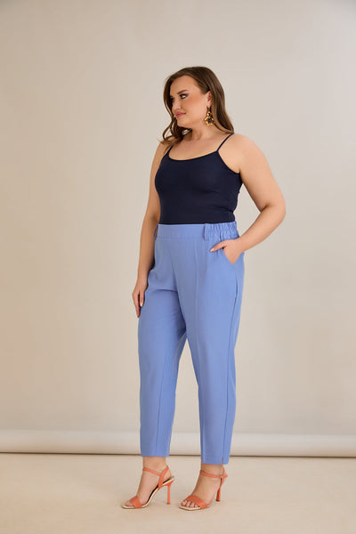 Pantaloni marimi mari elastici de vara - violet