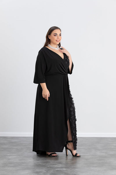 Rochie lunga marime mare atractiva cu decor modern - extra marimi mari