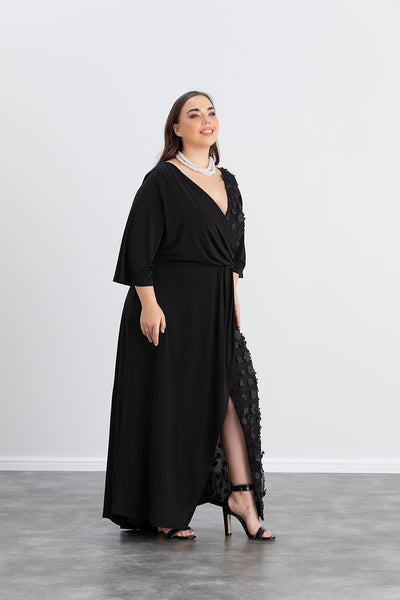 Rochie lunga marime mare atractiva cu decor modern - extra marimi mari