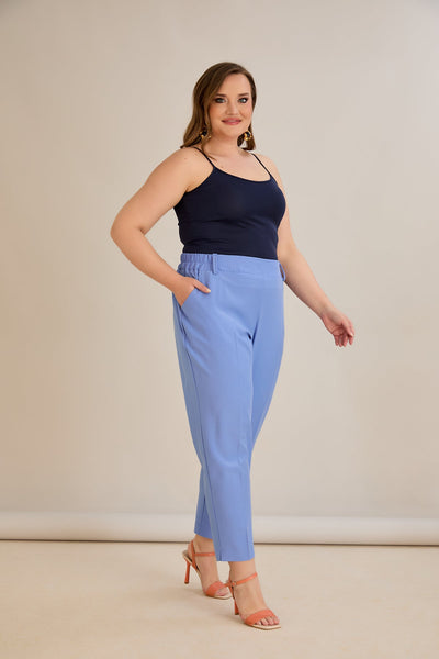 Pantaloni marimi mari elastici de vara - violet