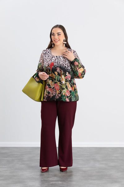 Bluza marime mare cu croiala libera - flori de primavara