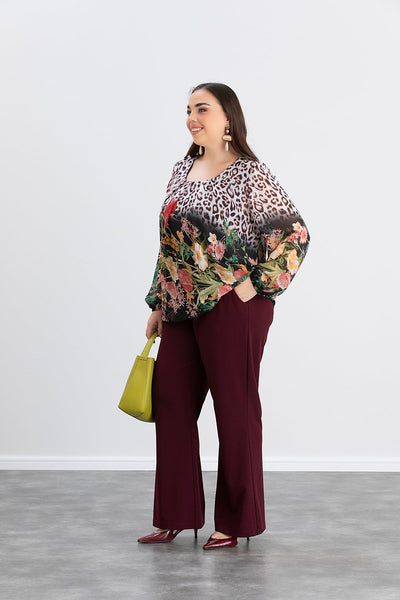 Bluza marime mare cu croiala libera - flori de primavara