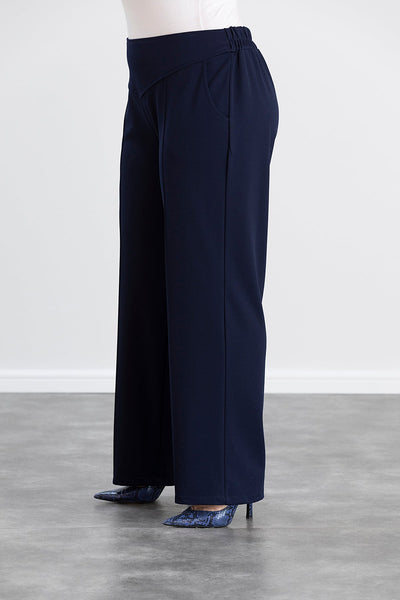 Pantalon marime mare cu croiala larga - albastru inchis
