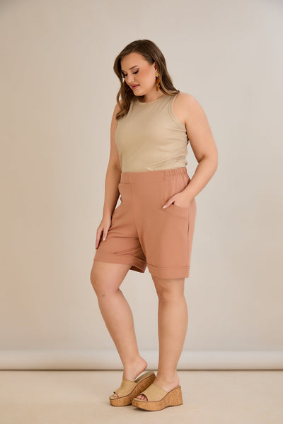 Pantaloni scurti marimi mari - moca