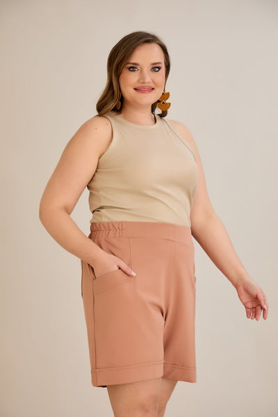 Pantaloni scurti marimi mari - moca