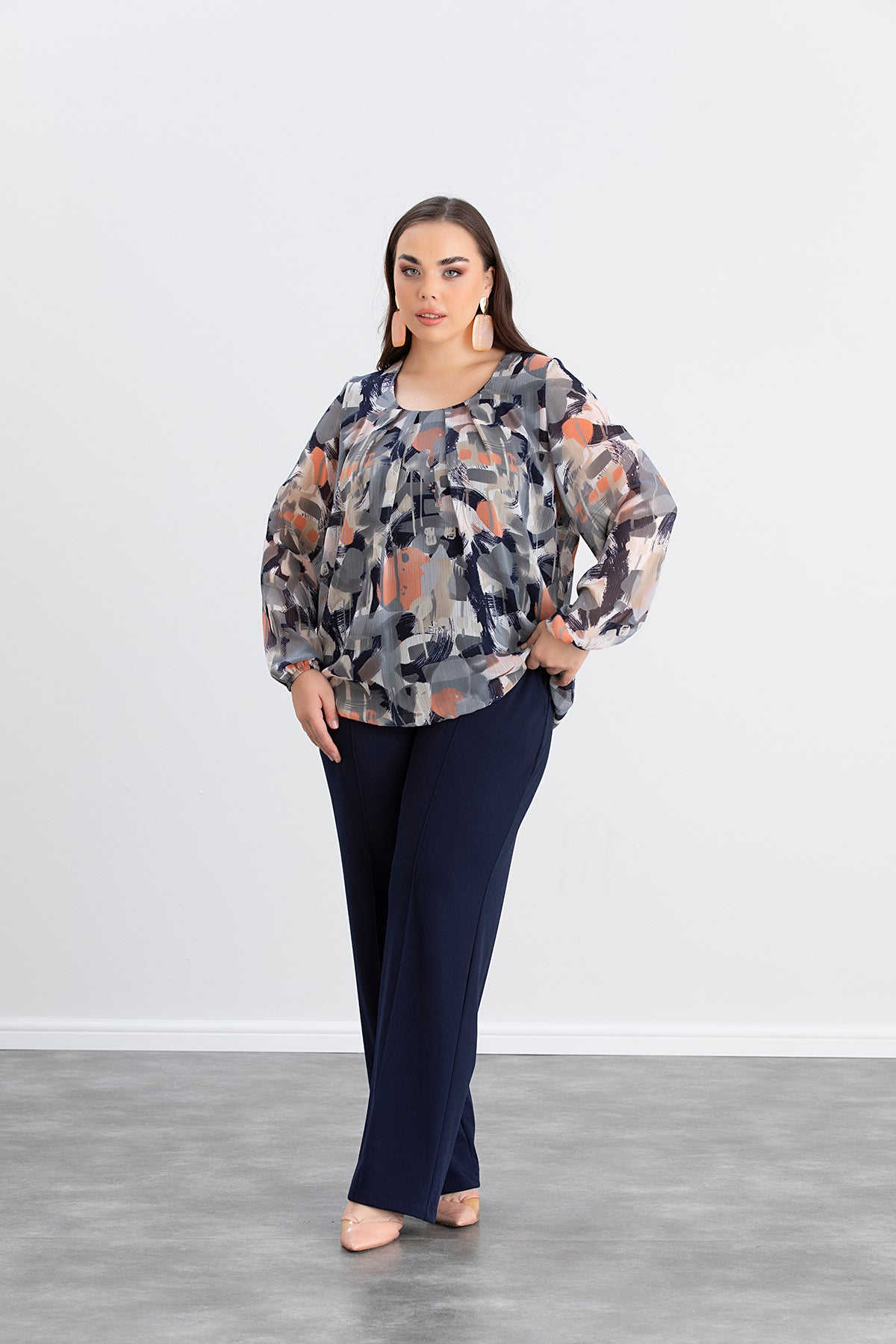 Bluza marime mare cu croiala libera - cercuri