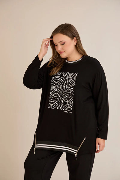 Tunicӑ mărime mare din vâscoză elastică cu imprimeu de autor Bubble Chic