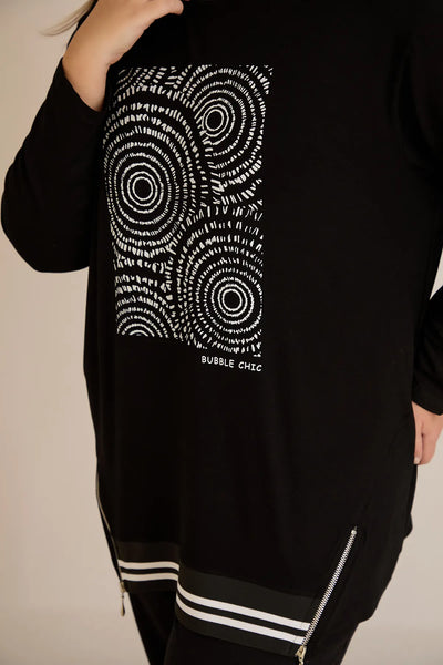 Tunicӑ mărime mare din vâscoză elastică cu imprimeu de autor Bubble Chic