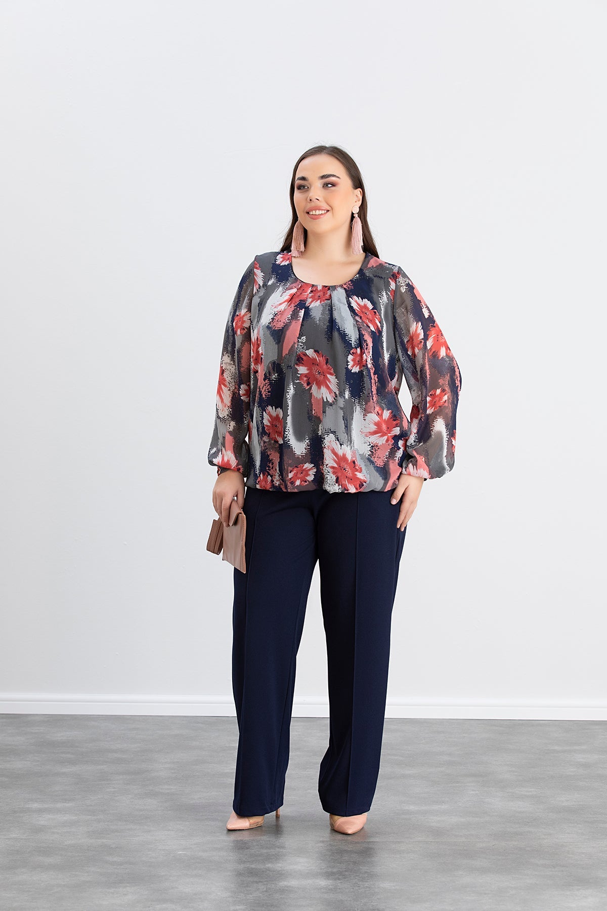 Bluza marime mare cu croiala libera - multicolor