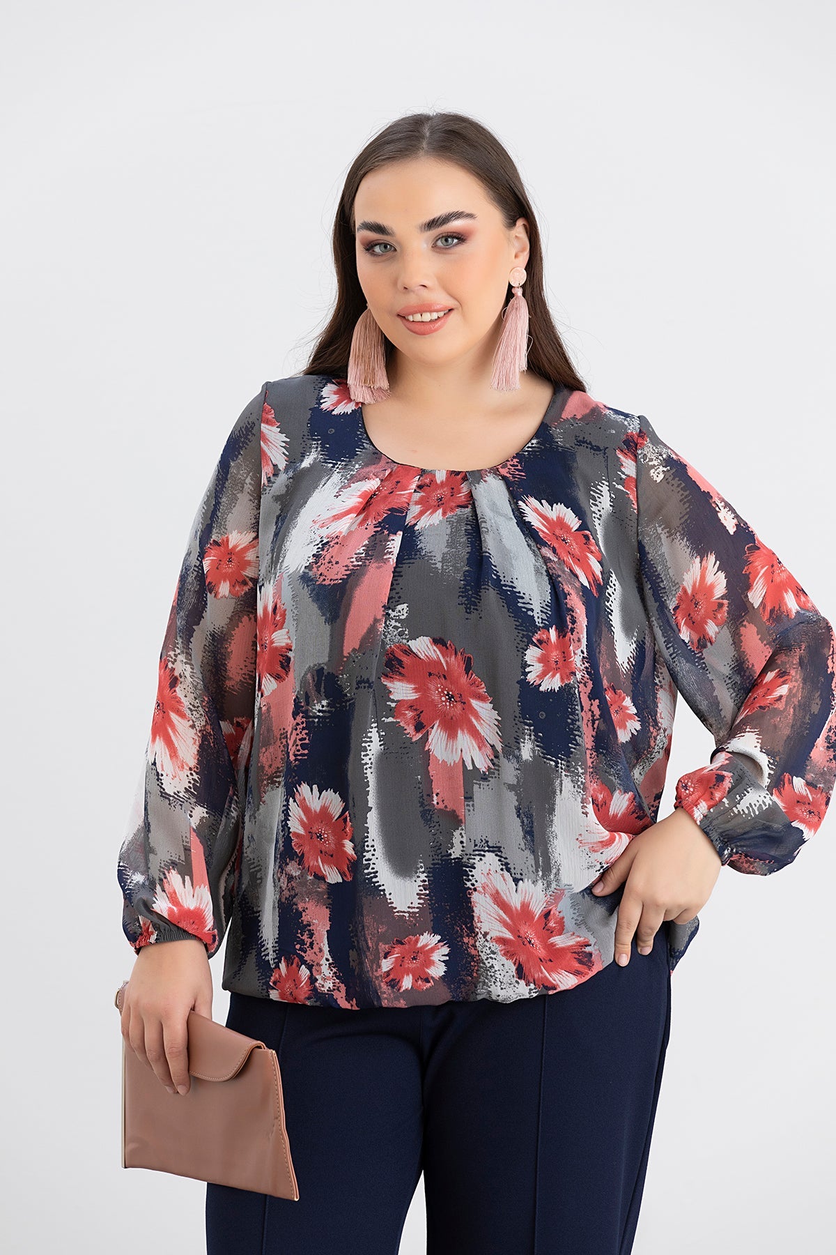 Bluza marime mare cu croiala libera - multicolor