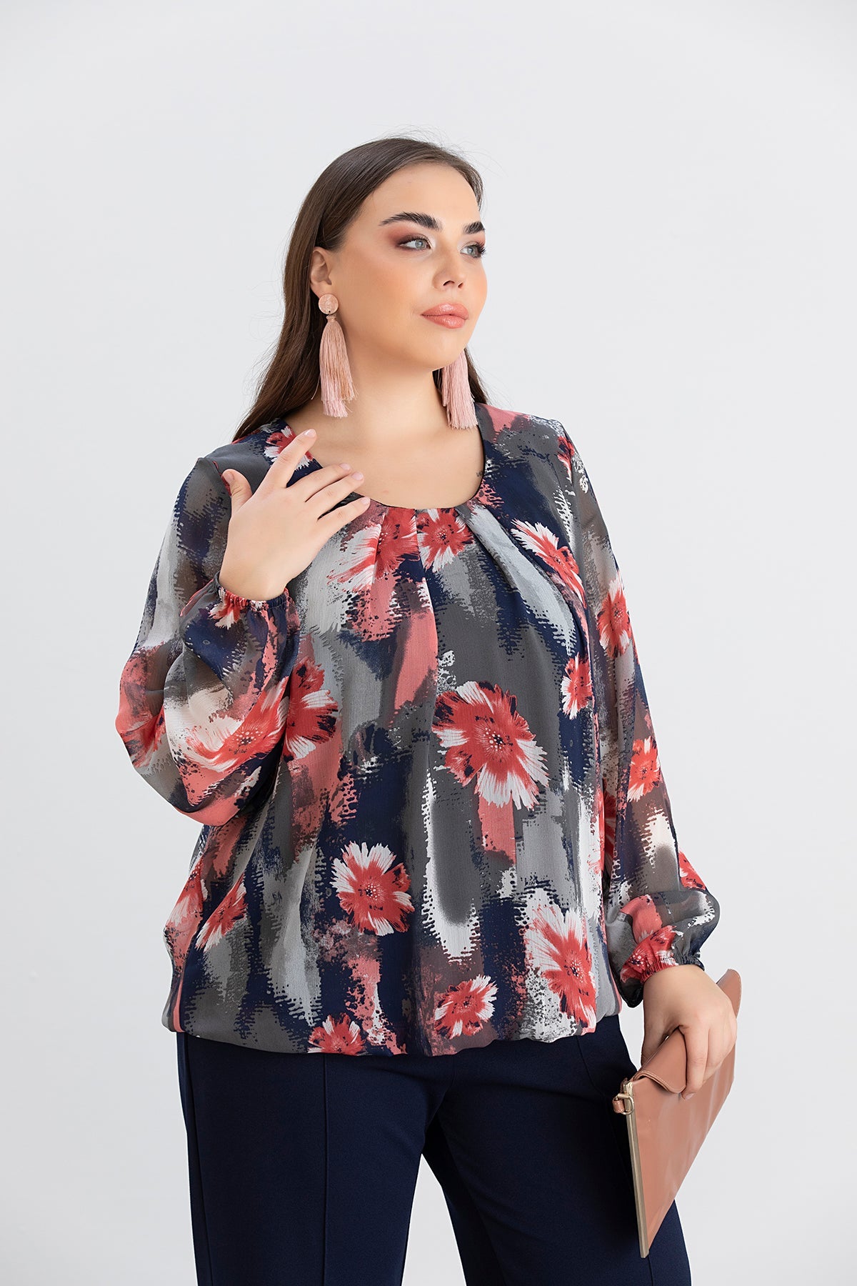 Bluza marime mare cu croiala libera - multicolor