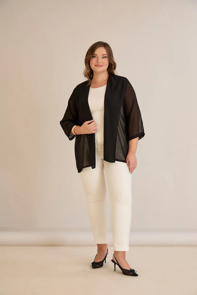 Pelerină festivă mărime mare din șifon – negru