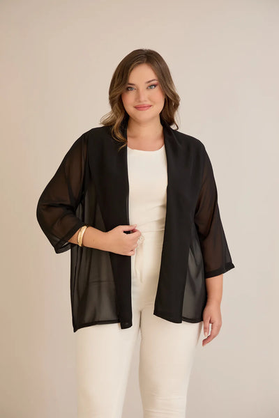 Pelerină festivă mărime mare din șifon – negru