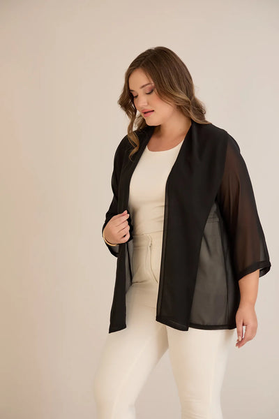 Pelerină festivă mărime mare din șifon – negru