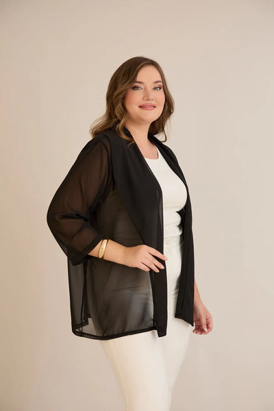 Pelerină festivă mărime mare din șifon – negru