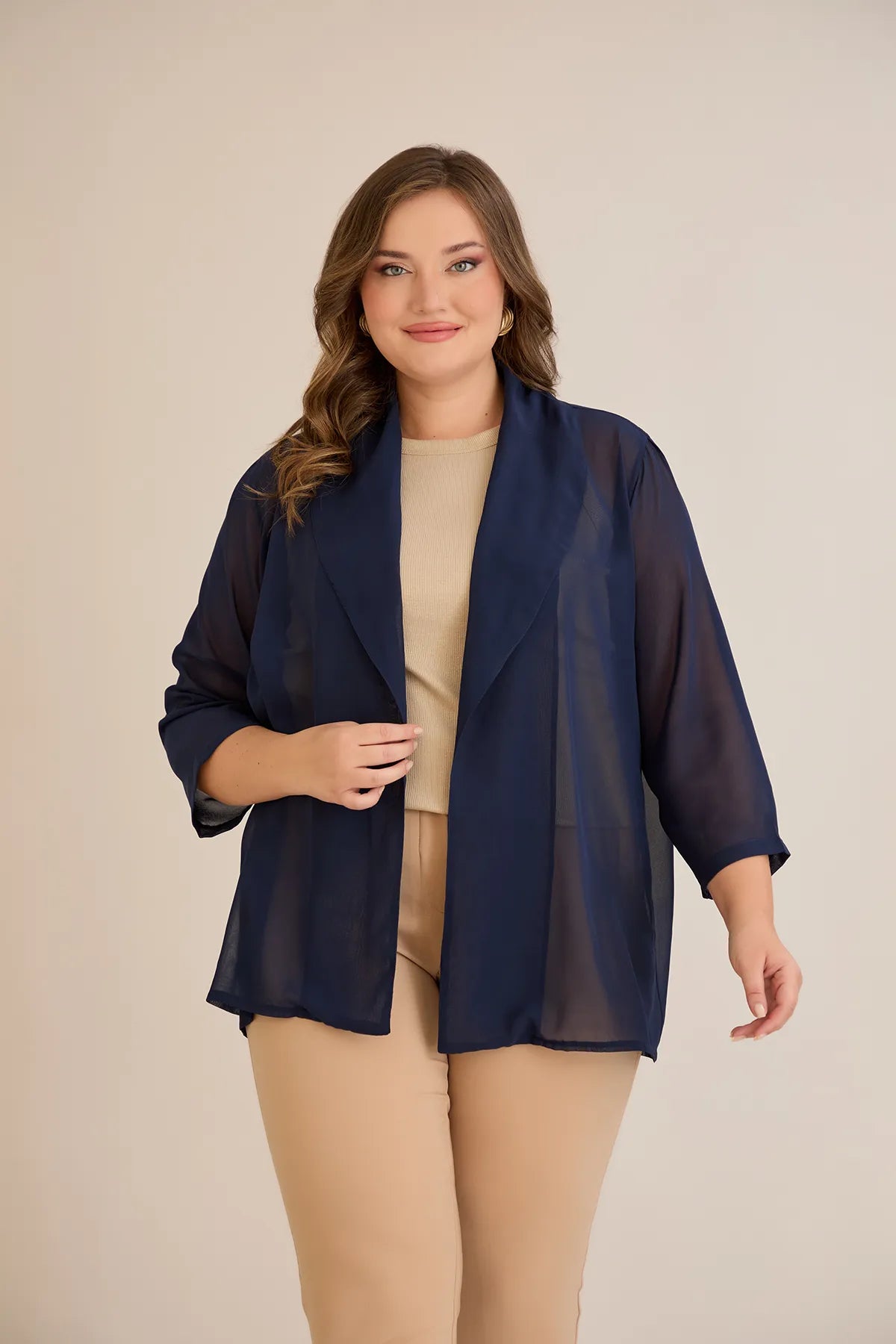 Pelerină festivă mărime mare din șifon – bleumarin