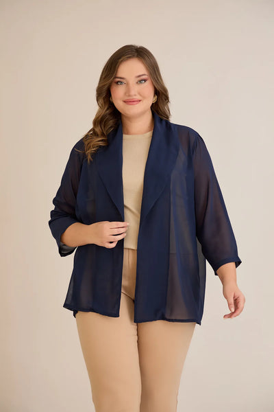 Pelerină festivă mărime mare din șifon – bleumarin