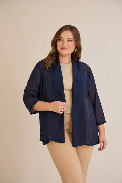 Pelerină festivă mărime mare din șifon – bleumarin