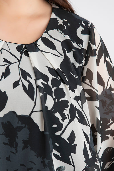 Bluza marime mare cu croiala libera - alb/negru