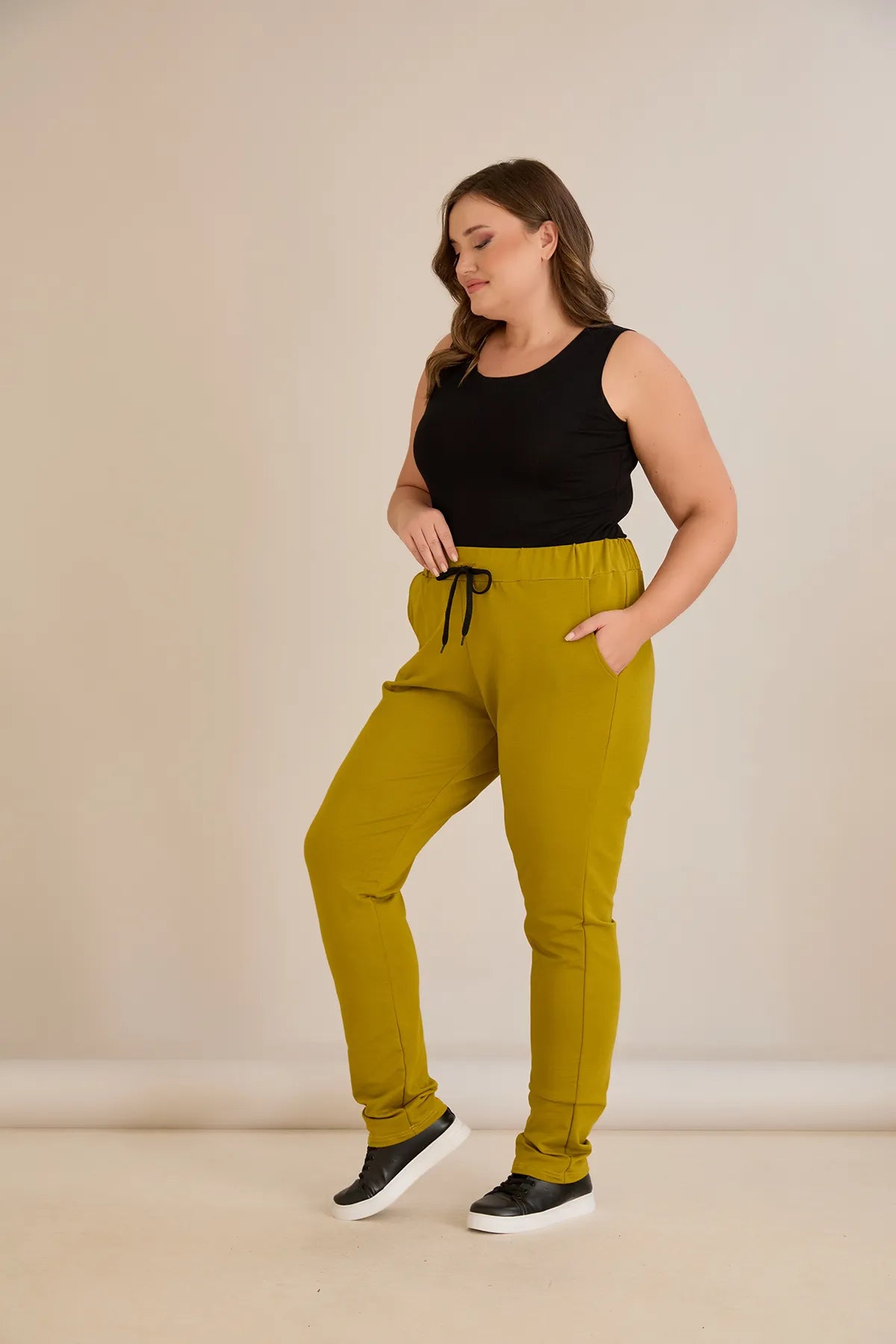 Pantalon sport marime mare Daily - muștar