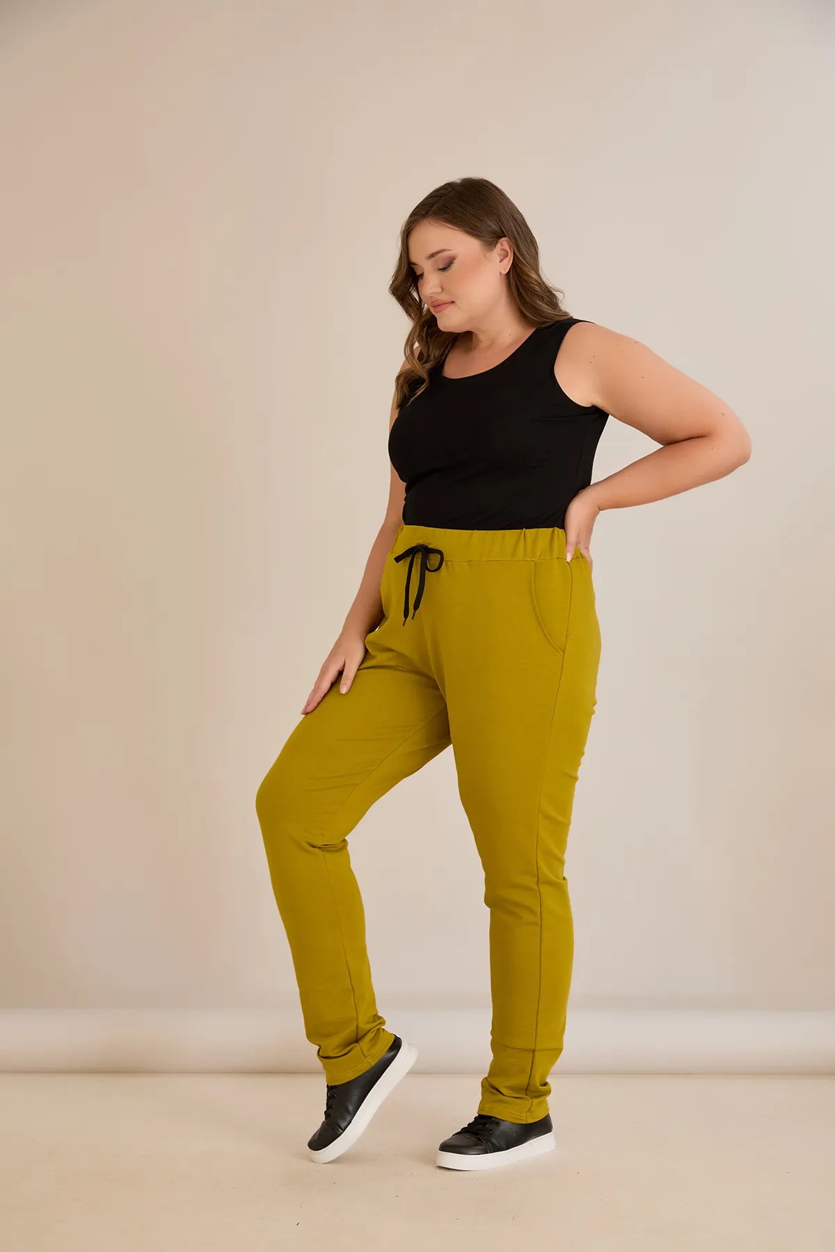 Pantalon sport marime mare Daily - muștar