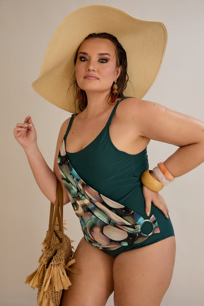 Costum de baie marime mare care ascunde  imperfectiunile - perle marine