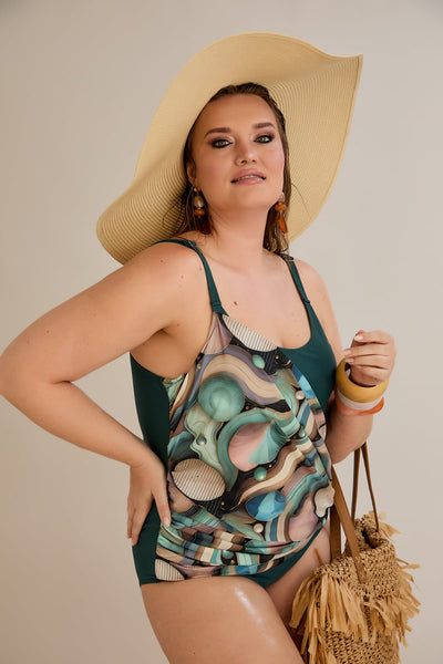 Costum de baie marime mare care ascunde  imperfectiunile - perle marine