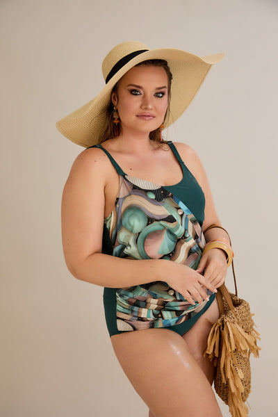 Costum de baie marime mare care ascunde  imperfectiunile - perle marine