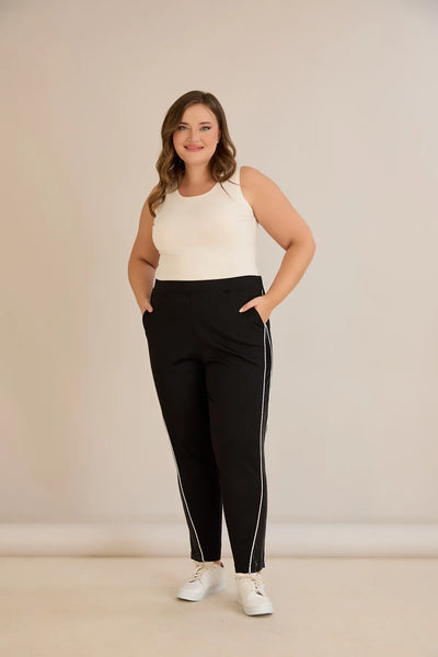 Pantalon sport mărime mare cu bandă laterală strălucitoare