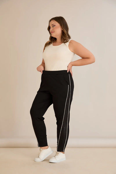 Pantalon sport mărime mare cu bandă laterală strălucitoare