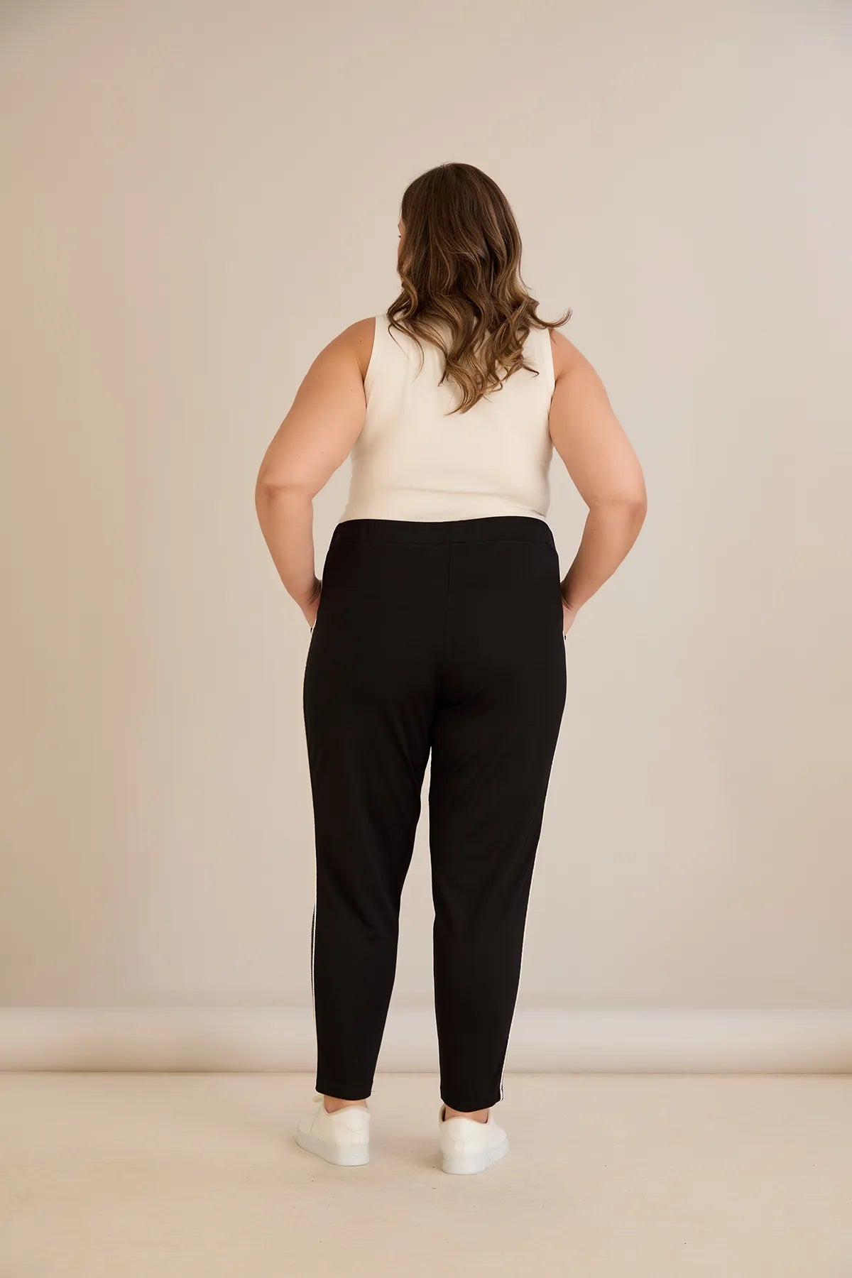 Pantalon sport mărime mare cu bandă laterală strălucitoare