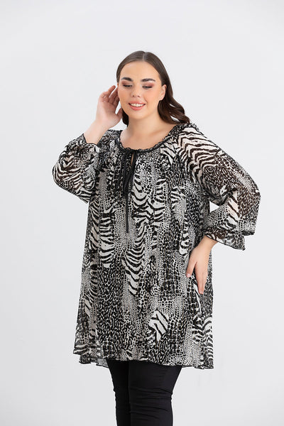 Tunica marime mare din sifon cu fir stralucitor