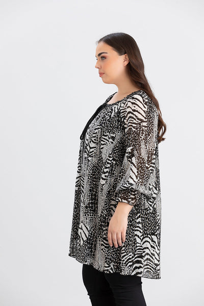 Tunica marime mare din sifon cu fir stralucitor