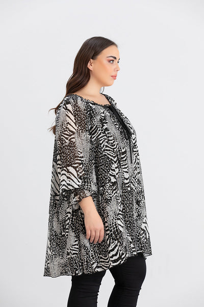 Tunica marime mare din sifon cu fir stralucitor