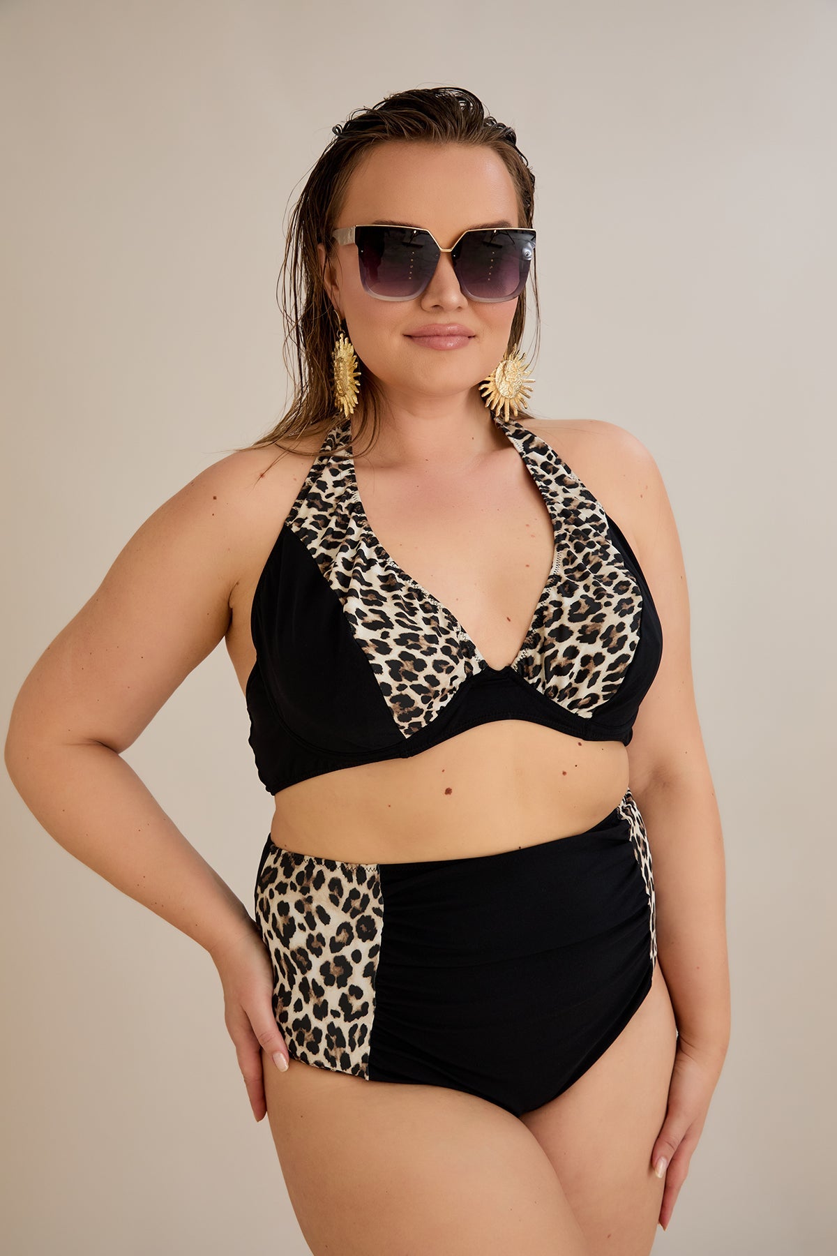 Costum de baie marime mare - Leopard