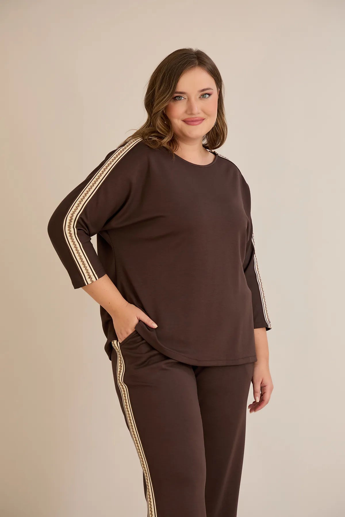 Trening mărime mare cu bandă luxoasă – moka