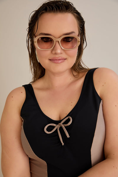 Costum de baie marime mare cu efect modelator - Sahara