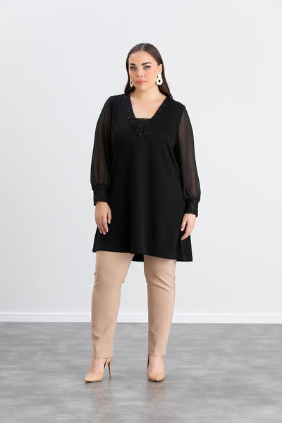 Tunica marime mare cu maneci din sifon