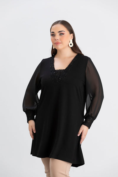 Tunica marime mare cu maneci din sifon